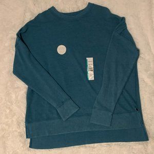 Time and Tru Pullover Crew Neck Sweatshirt Teal Green NEW